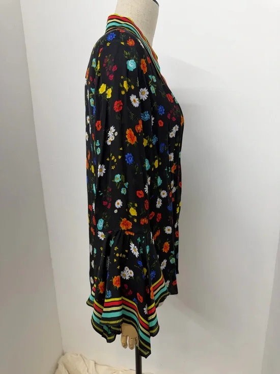 Alice + Olivia Randa Floral Print Bell Sleeve Botanical Ditsy Floral Size Medium - Picture 8 of 16